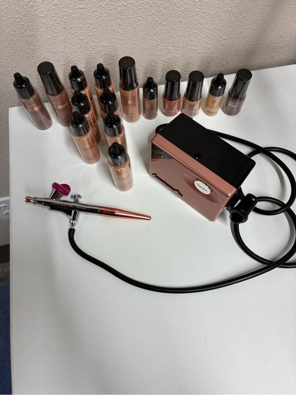 Luminess Rose Gold Airbrush Makeup Compressor with Dual-Action Gun